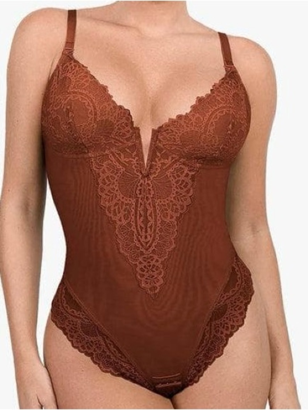 Shapewear Full Coverage Plunging Lace
Slimming Bodysuit
